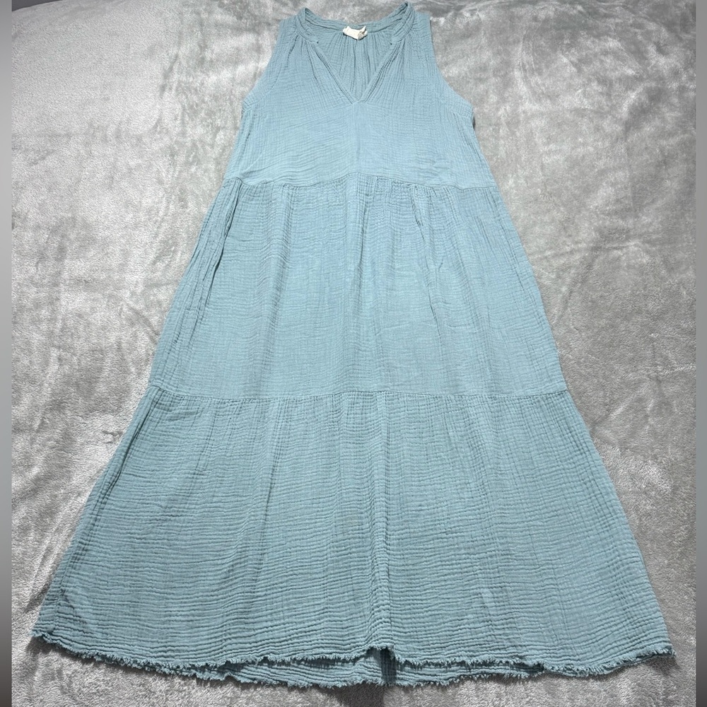 Nation Ltd Dress Women XS Dusty Blue Nadie Tiered Gauze A Line Beach Boho